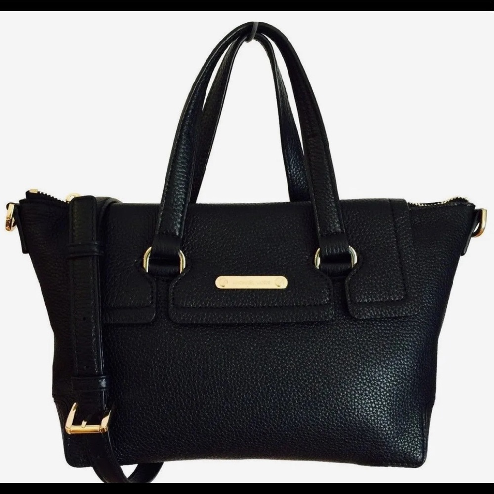 Michael Kors Black Mackenzie Satchel with cross body strap option